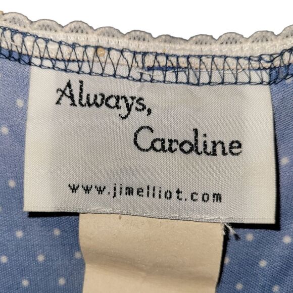 Vintage Jim Elliot Always, Caroline Collection Blue Polka Dot Nightgown XL - Picture 8 of 8